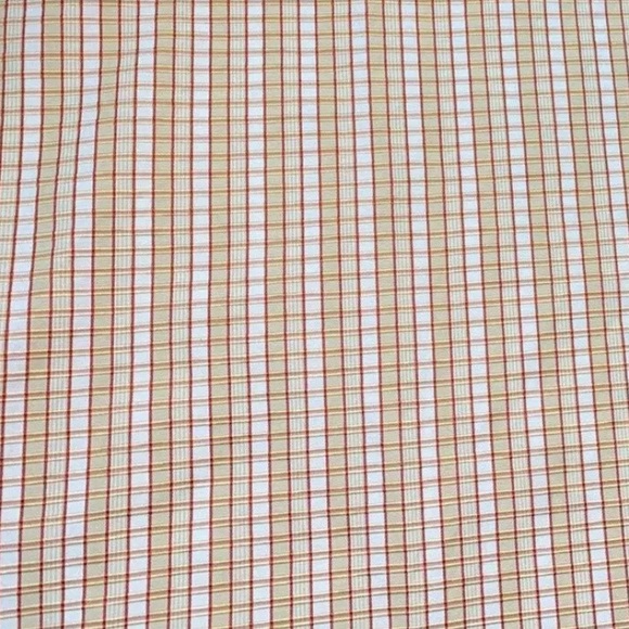 2 Tab Top Cafe Curtains Yellow Red Plaid Panels Drapes Bordered High End Pair - Picture 2 of 7